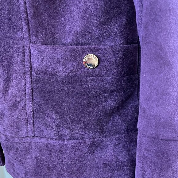 NWOT Calvin Klein Purple Suede Lined Moto Jacket sz 6 P - Picture 9 of 9